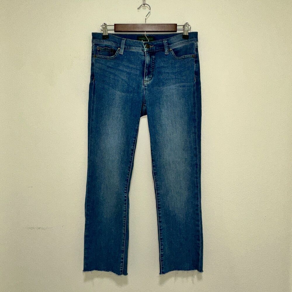 LRL Lauren Jeans Co Ralph Lauren Petite Womens 6P Blue Jeans Straight Raw Hem